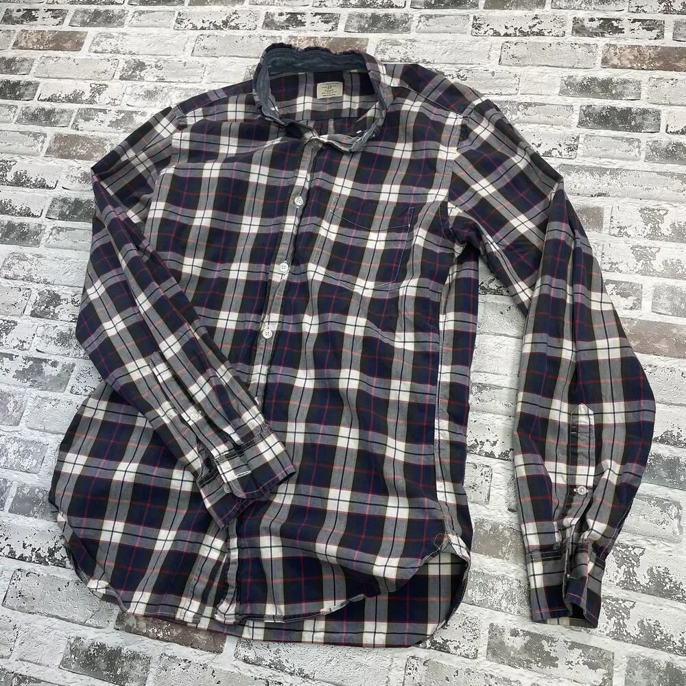 J.Crew Mens Button Down Shirt Size S Multicolor Plaid Long Sleeve Cotton